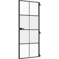 Berkfield Home Interior Door Slim Black 83x201.5 cm Tempered Glass & Aluminium