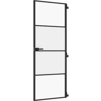 Berkfield Home Interior Door Slim Black 76x201.5 cm Tempered Glass & Aluminium