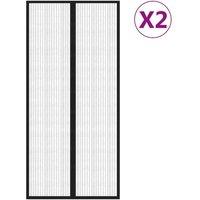 Berkfield Home Insect Door Curtains 2 pcs with Magnet Blocks Black 220x110 cm