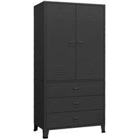 Berkfield Home Industrial Wardrobe Black 90x50x180 cm Metal | Size: 90 x 50 x 180 cm