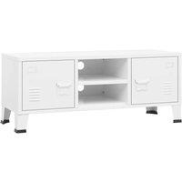 Berkfield Home Industrial TV Cabinet White 105x35x42 cm Metal | Size: 105 x 35 x 42 cm