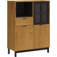 Berkfield Home Highboard with Glass Door FLAM 92x40x122.5 cm Solid Wood Pine in Brown