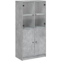 Berkfield Home Highboard with Doors Concrete Grey 68x37x142 cm Engineered Wood | Size: 68 x 37 x 142 cm