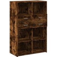 Berkfield Home Highboard Smoked Oak 80x42.5x124 cm Engineered Wood in Brown