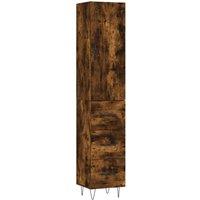 Berkfield Home Highboard Smoked Oak 34.5x34x180 cm Engineered Wood in Brown