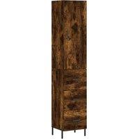 Berkfield Home Highboard Smoked Oak 34.5x34x180 cm Engineered Wood in Brown
