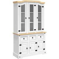 Berkfield Home Highboard Corona White 112x43x196 cm Solid Wood Mexican Pine | Size: 112 x 43 x 196 cm