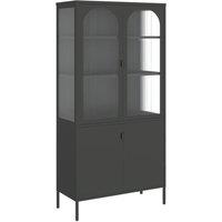 Berkfield Home Highboard Black 90x40x180 cm Glass & Steel | Size: 90 x 40 x 180 cm