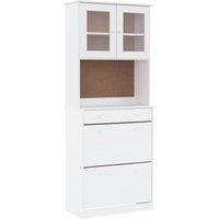 Berkfield Home Highboard ALTA White 77x35x188cm Solid Wood Pine | Size: 77 x 35 x 188 cm