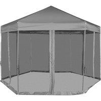Berkfield Home Hexagonal Pop-Up Marquee with 6 Sidewalls Grey 3.6x3.1 m