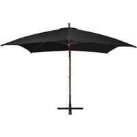 Berkfield Home Hanging Parasol with Pole Black 3x3 m Solid Fir Wood