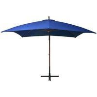 Berkfield Home Hanging Parasol with Pole Azure Blue 3x3 m Solid Fir Wood