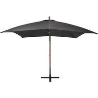 Berkfield Home Hanging Parasol with Pole Anthracite 3x3 m Solid Fir Wood in Black