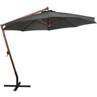 Berkfield Home Hanging Parasol with Pole Anthracite 3.5x2.9 m Solid Fir Wood in Black