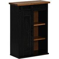 Berkfield Home Hanging Cabinet HALDEN with Sliding Door Black 49x22.5x70 cm Pine