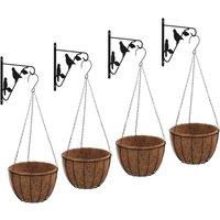 Berkfield Home Hanging Basket Brackets with Planters 4 pcs Black Steel