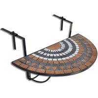 Berkfield Home Hanging Balcony Table Terracotta & White Mosaic in Brown