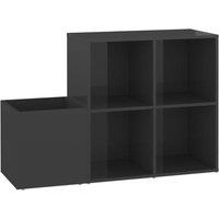 Berkfield Home Hall Shoe Cabinet High Gloss Grey 105x35.5x70 cm Engineered Wood