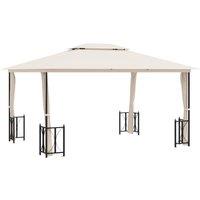 Berkfield Home Gazebo with Sidewalls&Double Roofs 3x4 m Cream in Beige