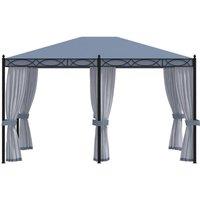 Berkfield Home Gazebo with Mesh Screens 3x4 m Anthracite Steel in Black