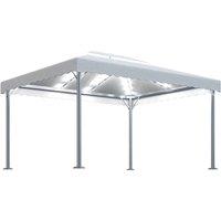 Berkfield Home Gazebo with LED String Lights 400x300 cm Cream Aluminium in Beige