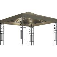 Berkfield Home Gazebo with LED String Lights 3x3 m Taupe