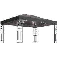 Berkfield Home Gazebo with Double Roof&LED String Lights 3x4m Anthracite in Black