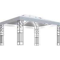 Berkfield Home Gazebo with Double Roof&LED String Lights 3x4 m White