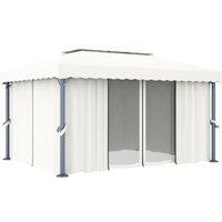 Berkfield Home Gazebo with Curtain 4x3 m Cream White Aluminium