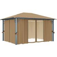 Berkfield Home Gazebo with Curtain 400x300 cm Taupe Aluminium in Beige
