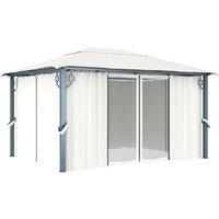 Berkfield Home Gazebo with Curtain 400 x 300 cm Cream Aluminium in Beige