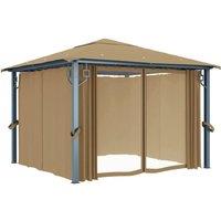 Berkfield Home Gazebo with Curtain 300x300 cm Taupe Aluminium in Beige