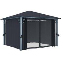 Berkfield Home Gazebo with Curtain 300x300 cm Anthracite Aluminium in Black