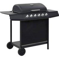 Berkfield Home Gas BBQ Grill with 6 Cooking Zones Steel Black