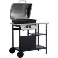 Berkfield Home Gas BBQ Grill with 3-layer Side Table Black & Silver