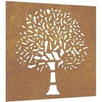 Berkfield Home Garden Wall Decoration 55x55 cm Corten Steel Tree Design in Brown
