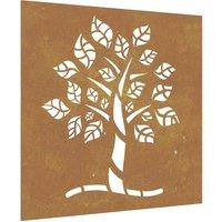 Berkfield Home Garden Wall Decoration 55x55 cm Corten Steel Tree Design in Brown