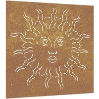 Berkfield Home Garden Wall Decoration 55x55 cm Corten Steel Sun Design in Brown
