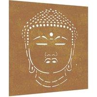 Berkfield Home Garden Wall Decoration 55x55 cm Corten Steel Buddha Head Design in Brown