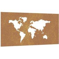 Berkfield Home Garden Wall Decoration 105x55 cm Corten Steel World Map Design in Brown