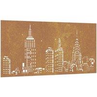 Berkfield Home Garden Wall Decoration 105x55 cm Corten Steel Skyline Design in Brown