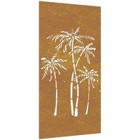 Berkfield Home Garden Wall Decoration 105x55 cm Corten Steel Palm Tree Design in Brown