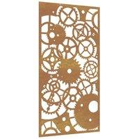 Berkfield Home Garden Wall Decoration 105x55 cm Corten Steel Gear Wheel Design in Brown