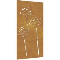 Berkfield Home Garden Wall Decoration 105x55 cm Corten Steel Flower Design in Brown