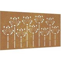 Berkfield Home Garden Wall Decoration 105x55 cm Corten Steel Flower Design in Brown