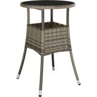 Berkfield Home Garden Table 60x75 cm Tempered Glass & Poly Rattan Grey | Size: 60x75 cm