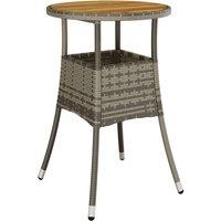 Berkfield Home Garden Table 60x75 cm Acacia Wood & Poly Rattan Grey | Size: 60x75 cm