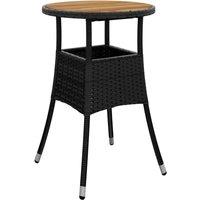 Berkfield Home Garden Table 60x75 cm Acacia Wood & Poly Rattan Black | Size: 60x75 cm