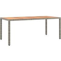 Berkfield Home Garden Table with Wooden Top Grey Poly Rattan&Solid Wood Acacia