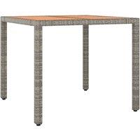 Berkfield Home Garden Table with Wooden Top Grey Poly Rattan&Solid Wood Acacia